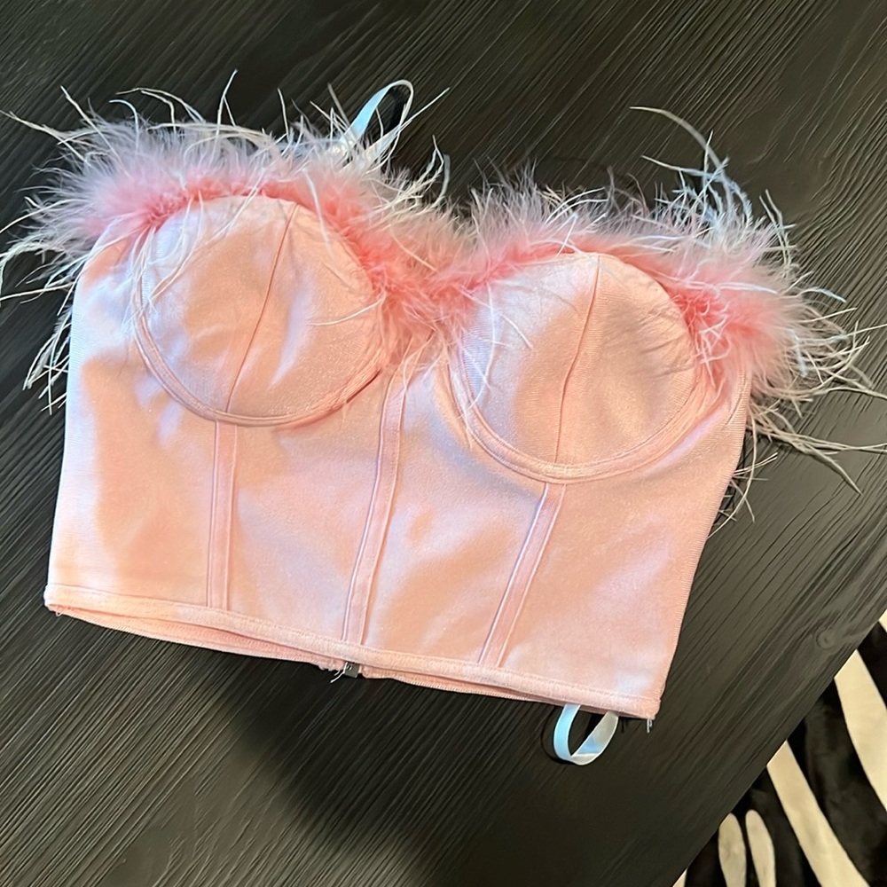 Revolve Super Down Pink Feather Top Small